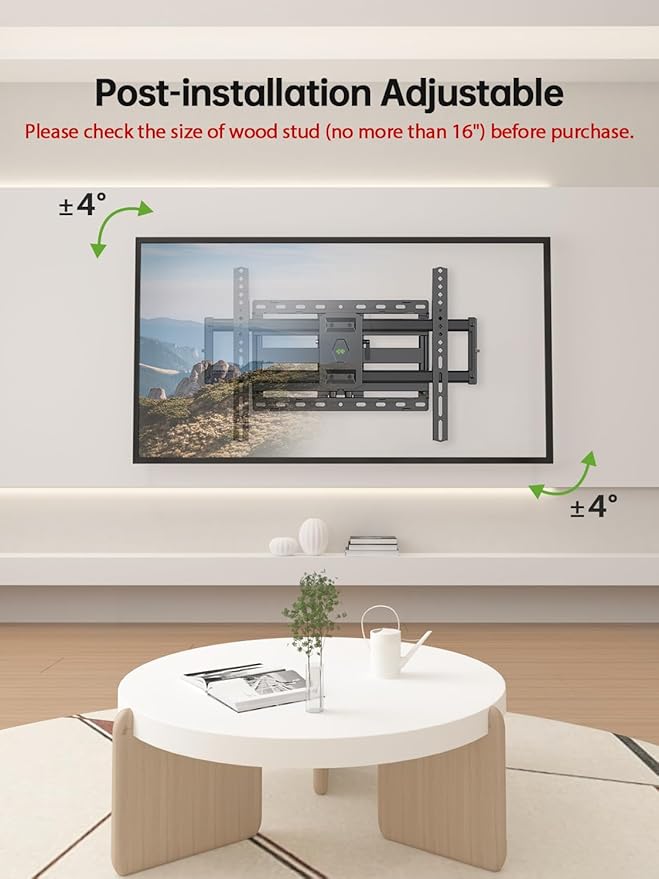 USX Mount Full Motion TV Wall Mount for Most 42-90 inch Flat Screen/LED/4K, TV Mount Bracket Dual Swivel Articulating Tilt 6 Arms, Max 16" Wood Studs, VESA 600x400mm, Holds up to 132lbs