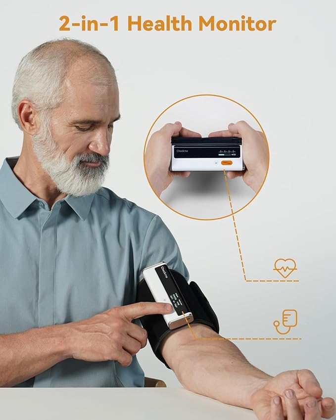 Checkme Bluetooth Blood Pressure Monitor for Home Use, Upper Arm Blood Pressure Machine with Wireless Large BP Cuff, Portable Digital BP Monitor, Reports for iOS & Android