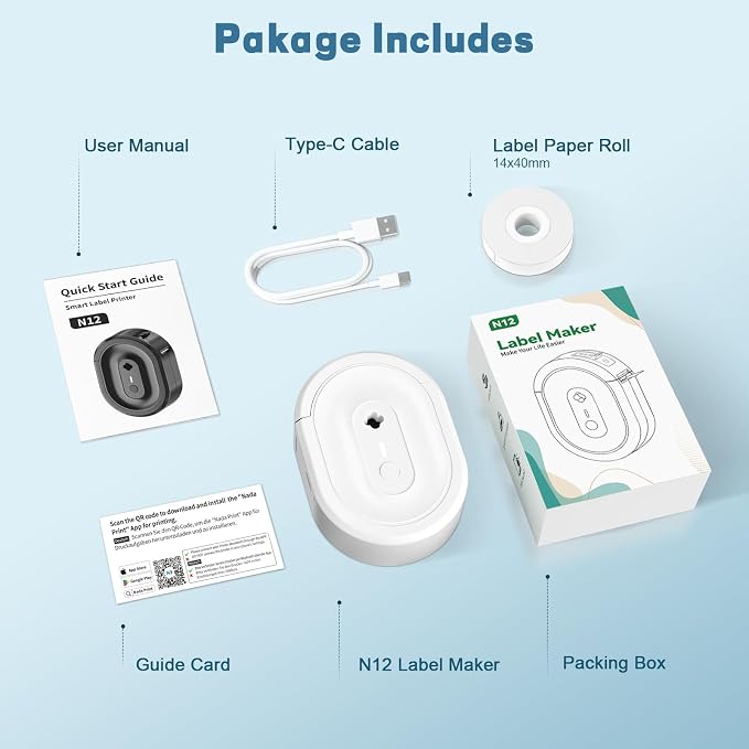 Label Maker Machine with Tape, N12 Bluetooth Label Printer, Portable Mini Label - Image 7