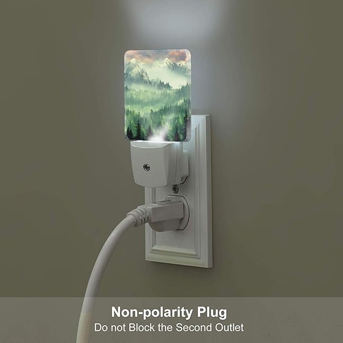 FSHVQKD Mountain Forest Landscape Painting Night Light,Plug Into Wall Decor for Stairway,Hallway,Kitchen,Dusk to Dawn Sensor Nightlights for Boys/Girls/Women/Men Room Gifts