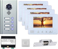 4 Apartment Bus 2 Wire Video Door Phone Intercom Systems 7 Inch Kit for Electronic Door Lock Home Night Vision