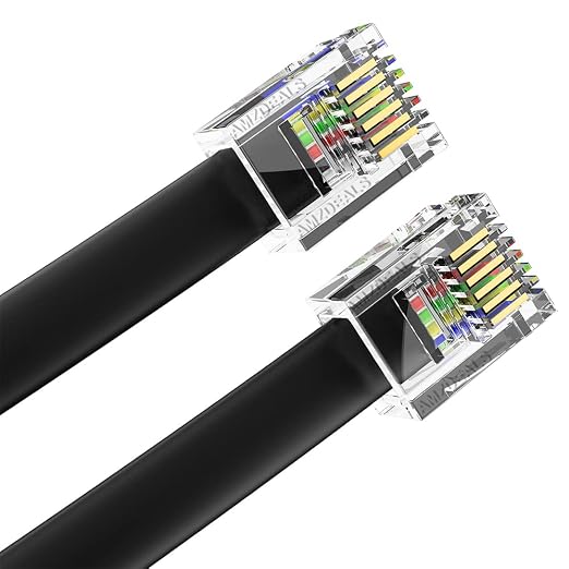AmzDeals 2-Pack 6 Inch Black RJ12 6P6C Reverse Wired Cable, Pro Grade Voice by AMZDEALS