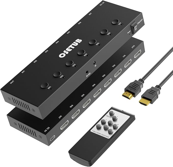 HDMI Switch 7 in 1 Out 4K@60Hz, 7 Port HDMI Switcher Selector Support HDR & HDCP 2.2 & Full 3D Compitable with Nintendo Switch,Xbox PS5/4,Fire Stick,Roku,Apple TV for Gaming & Home Entertainment