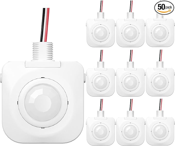 EverElectrix 50 Pack Ceiling Occupancy Motion Sensor, Passive Infrared Technology, High Bay Fixture Mount 360 Degree, Hard-Wired, 120-277 VAC, Commercial/Industrial Grade