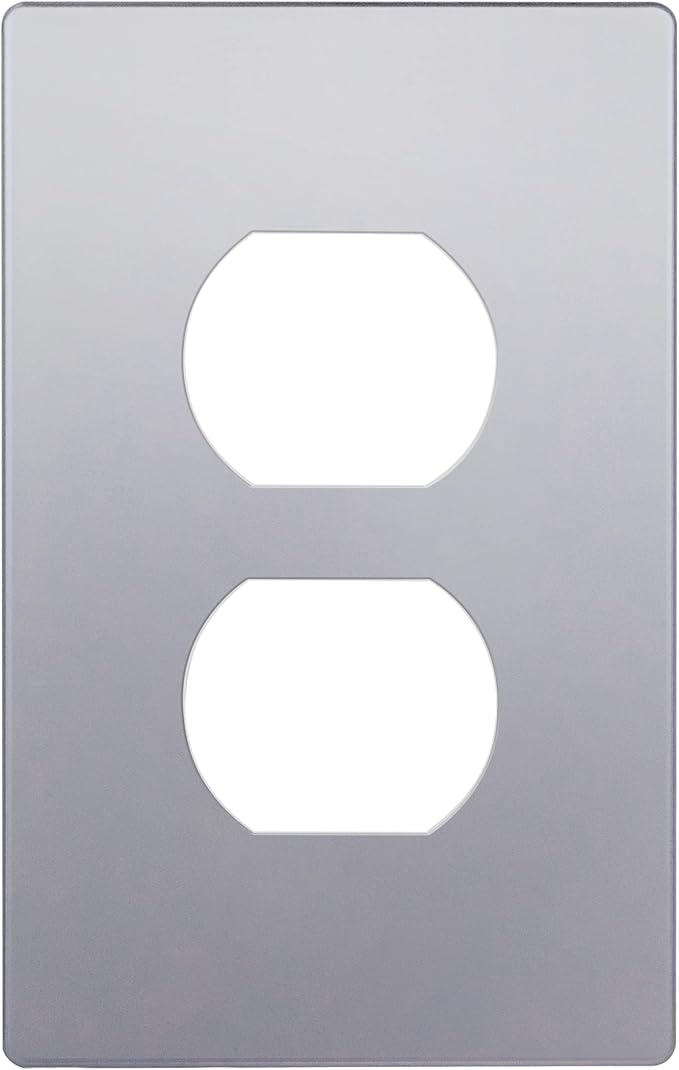 ENERLITES Elite Series Duplex Outlet Receptacle Cover, Screwless Wall Plate, Standard Size, 1-Gang 4.68" x 2.93", Unbreakable Polycarbonate Thermoplastic, UL Listed, SI8821-SV, Silver
