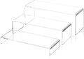 LFTYTUO 1 Set Large Acrylic Clear Display Risers, 3 Sizes 12" Rectangular Showcase Collectibles Display Shelf, 5 mm Thick Desktop Display Stand Holder for Figures, Jewelry, Perfume, Toys