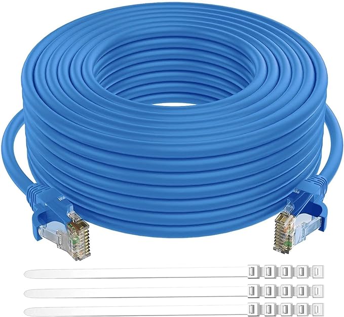 Adoreen Cat 6 Ethernet Cable 30 Ft-Blue, Outdoor & Indoor Snagless Long Round by Adoreen