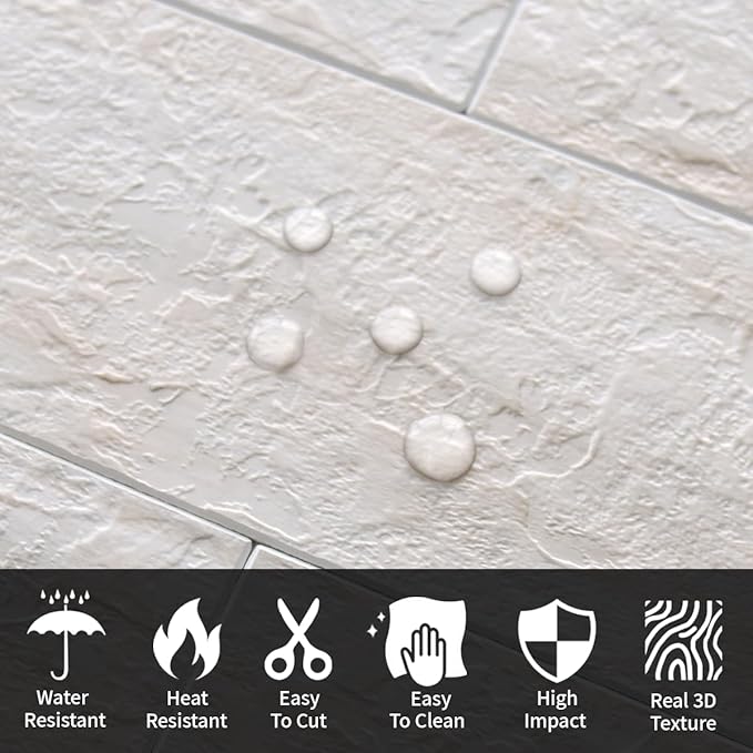 AULIGET 4-Piece Beige Slate Peel and Stick Backsplash Wall Tiles, 3" x 6" PVC Faux Stone Stick on Tile for Backsplash Kitchen, Bathroom, Laundry Room, Camper, Fireplace