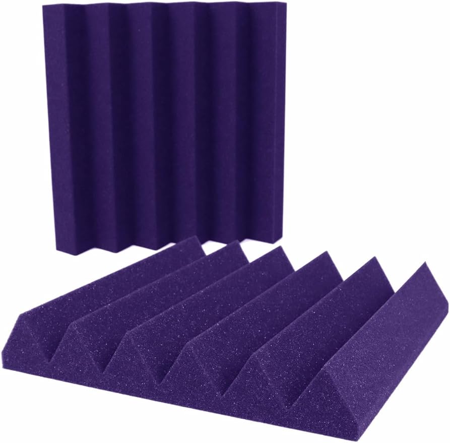 Foam Factory Inc 24 Pack Color Acoustic Foam Panel Studio Soundproofing Wedge Wall Tiles 12” X 12” X 2” (Purple)