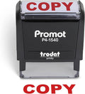 Promot Copy Self Inking Rubber Stamp - Refillable Stampers for Office - Business, Accounting, Bookkeeping, Coding, Legal, Notary, Work, Ordering, Inventory Stamps - Red Ink