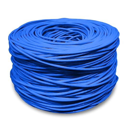 SolidLink CAT5e Ethernet Cable 1000ft – 24AWG Solid CCA UTP Unshielded CAT 5e, High Speed Lan Network, RJ45 Cable, Easy Pull Box Ethernet Cord (Blue)