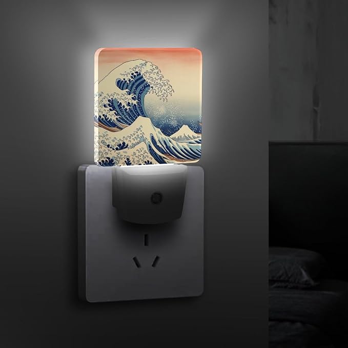 YKJAHSD Ocean Waves Night Light, Plug into Wall Decor Nightlights for Bedroom, Bathroom, Hallway, Kitchen, with Dusk to Dawn Light Auto Sensors LED Night Lights for Boys Girls Women Men Room Gifts
