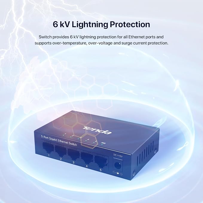 Tenda 5 Port Gigabit Ethernet Switch | Ethernet Splitter | 5 x 1000Mbps Ports | - Image 6