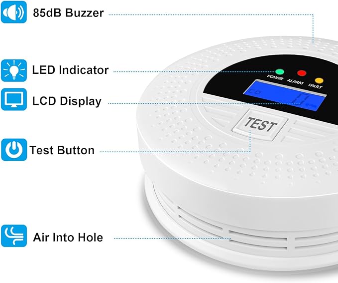 6-Pack Interconnected Smoke and Carbon Monoxide Detector, Battery Operated, Silence/Test Button, Smoke & CO Alarm for Any Room