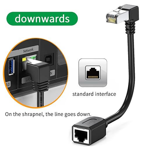2Pack Cat6 Extension Cable 90 Degree 10cm-4inch, CAT 6 Ethernet Extender Right - Image 3