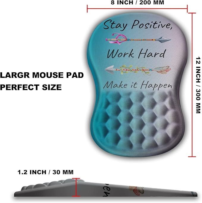 KUOSGM Mouse Pad Wrist Support, Ergonomic Mouse Pad with Massage Dot, Comfortable Computer Mouse Pad for Laptop, Wrist Rest Pain Relief Mousepad with Non-Slip PU Base for Office & Home, 12 x 8 in
