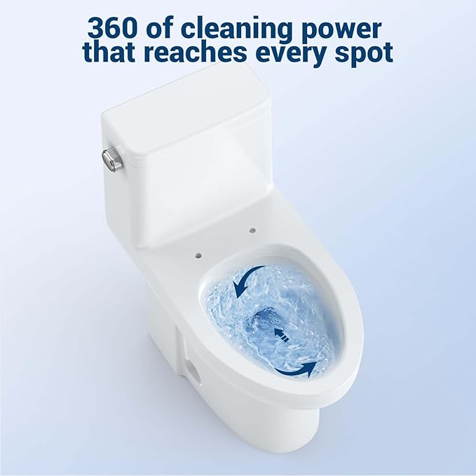 One Piece Toilet - Elongated Ceramic Design, Soft Closing PP Toilet Cover, Easy Clean Surface, Water Efficient Flush, Compact Durable Build