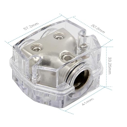 RKURCK 2 Way Power Distribution Block, 0/2/4 AWG Gauge in, 4/8/10 Gauge Out, Car Audio Stereo Amp Distribution Connecting Block for Audio Splitter (1x0GA+2x4GA)
