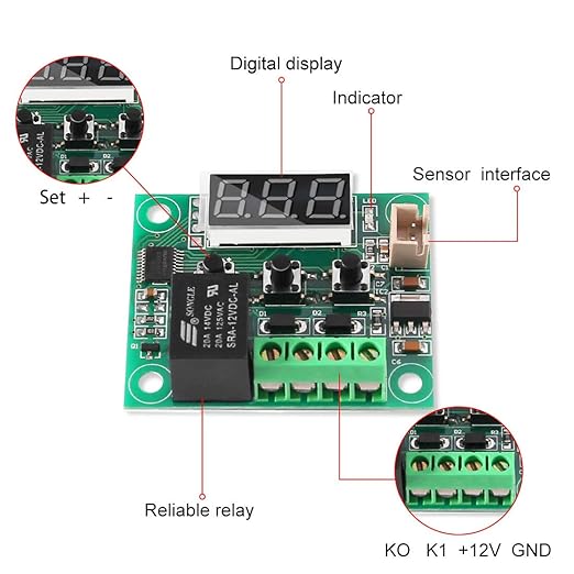 6PCS Temperature Controller Module XH-W1209 LCD Display Digital Thermostat Module with Waterproof NTC Probe -50~110℃ DC 12V Electronic Temp Control Module Switch