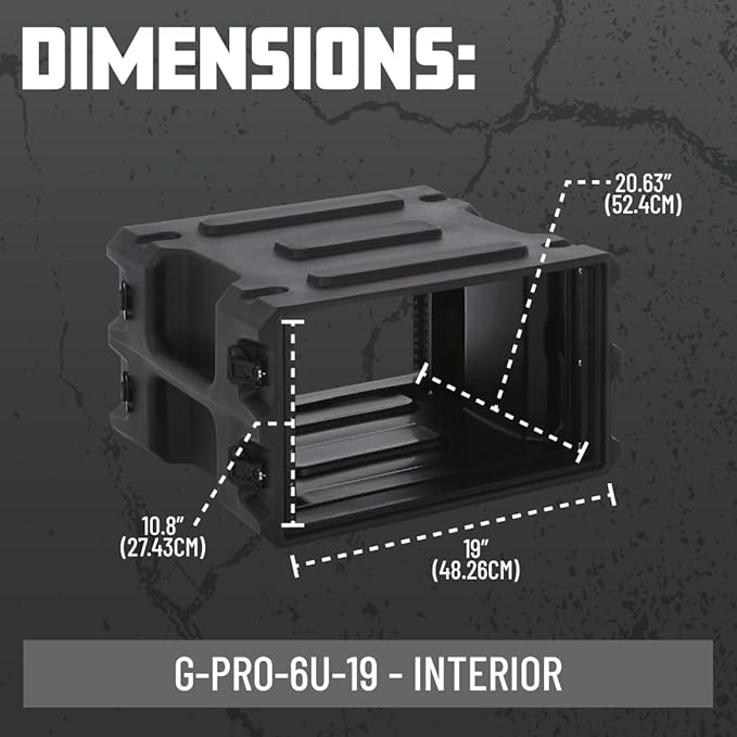 Gator Cases Pro Series 6U Rack Case with Standard 19" Depth, Roto Molded Made in USA (G-PRO-6U-19)