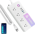 Matter Smart Power Strip,WiFi Flat Plug Strip with 4 Smart Outlets and 4 USB Ports, Voice/APP Remote Control,5 Ft Extension Cord Surge Protector,Compatible with Alexa, Apple HomeKit and Google
