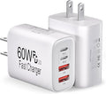 60W USB C Charger Block Fast Charging,2Pack 4Port Type C Charger Fast Charging Blocks 2 Type-C & 2 USB-A Ports Power Adapter for iPhone 17/17 Air/16/15/14/13/12/11 Pro Max/XS/XR/8/7/6,iPad,Samsung