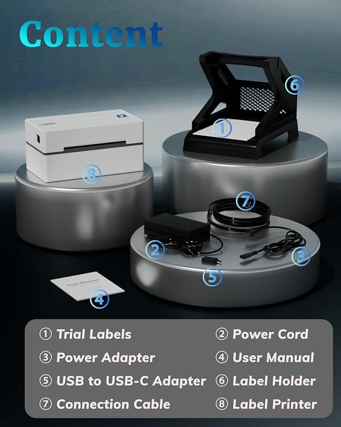 Labeer Bluetooth Thermal Shipping Label Printer, 4x6 Wireless Shipping Label Printer with Holder for Small Business, Compatible with iPhone, Android, Windows, Mac, Chromebook, USPS, Ebay, Shopify
