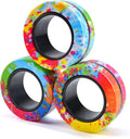 Cevioce 3Pcs Magnetic Rings Fidget Toy Set, Idea ADHD Anxiety Magnetic Fidget Toys Adults Fidget Spinner Rings for Relief, Valentines Day Gifts for 8+ Year Old Teen Boy Girl Easter Basket Stuffers