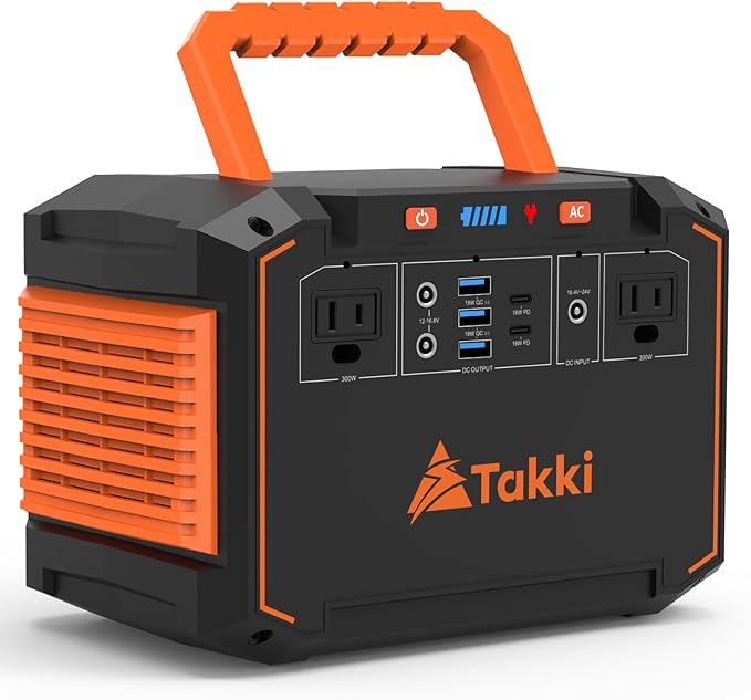 Takki 300W Solar Generator 240Wh Portable Power Station with 40W Foldable Solar Panel Power Bank with 110V AC Outlet USB DC for Emergency CPAP Outdoor Camping Home Use Blackout