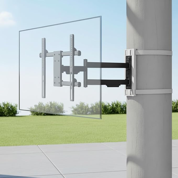 CondoMounts CLMTVA1064 Full-Motion Pillar Mount – Strap-on, No Drilling Required, Fits 37"- 80" TV, 110lbs Capacity
