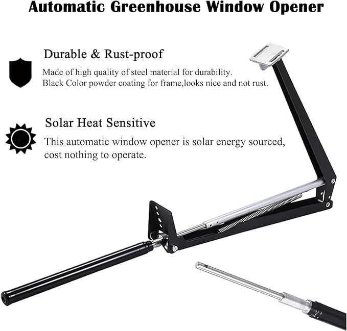 Automatic Window Opener for Greenhouse Solar Sensitive Auto Greenhouse Vent Opener Gardening Tools Automatic Greenhouses Supplies (Single Spring Opener Up to 15lbs)