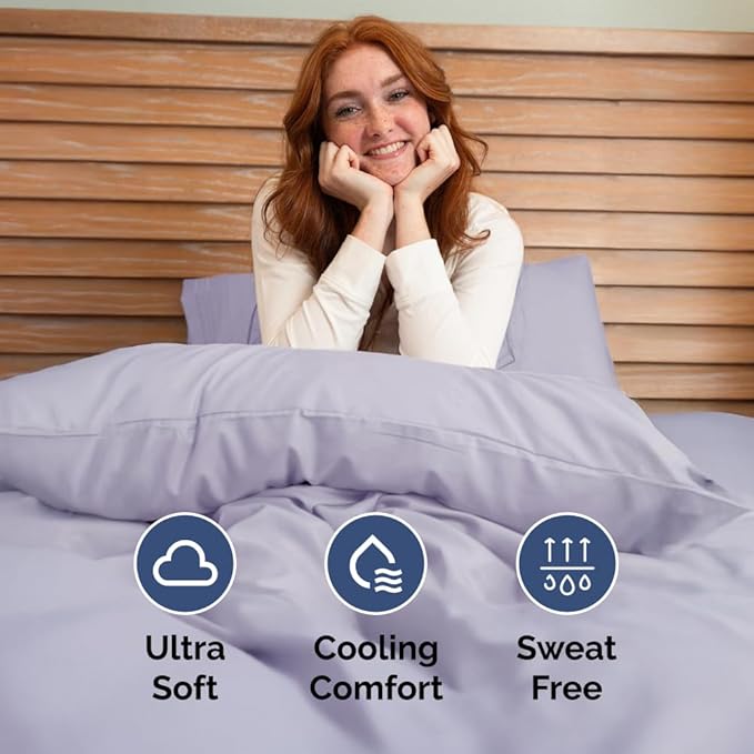 Full XL Bed Sheet Set - 4 Piece Extra Long Extended Full XL Sheets - Soft, Breathable & Cooling - Fits 8" to 16" Mattress with Deep Pockets - 54" x 80" - Wrinkle and Fade Resistant - Light Lavender