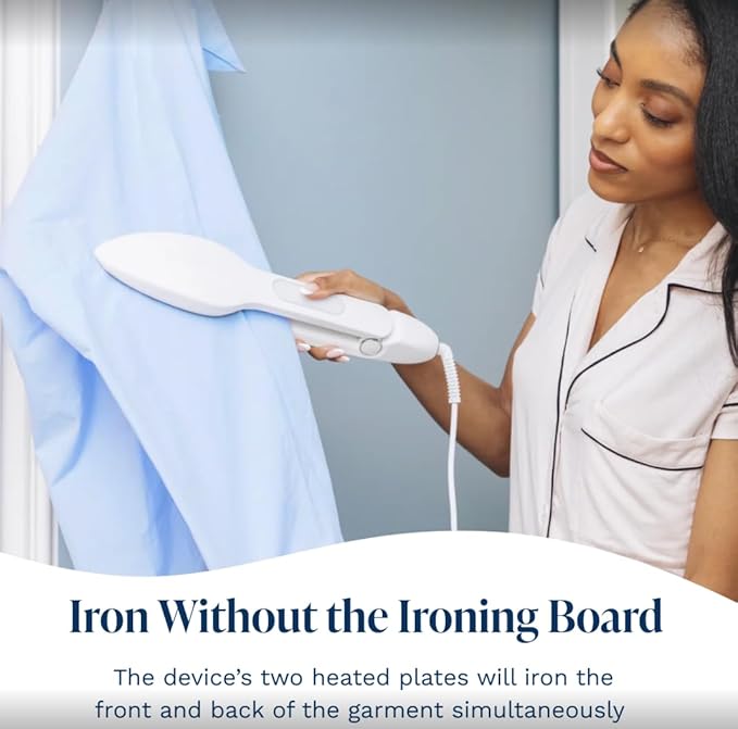 Nori Press Travel Steam Iron - Handheld Iron With Optional Steam Feature - No Ironing Board Required - Easy to Use w/ 6 Fabric Settings - Removes Wrinkles - User Manual Included -Pink