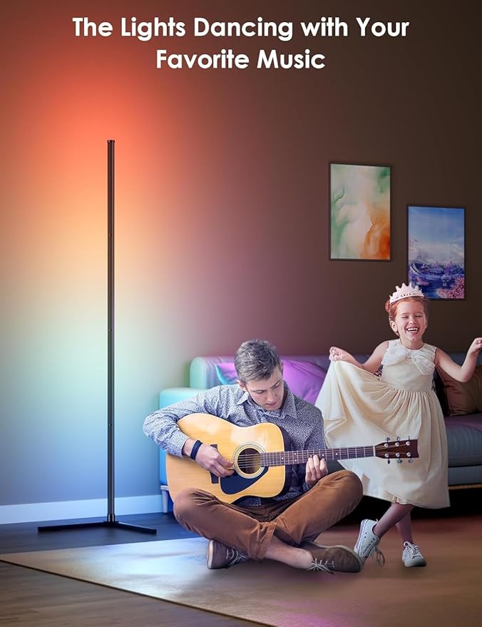 boostool 2 Pack Corner Floor Lamp, 65" RGB LED Corner Lamp, Color Changing Ambient Lighting with Music Sync - App and Remote Control LED Lamp for Bedroom, Living Room, Gaming Room