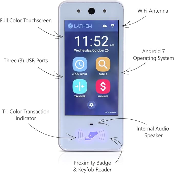 Lathem Touch-Free Wi-Fi Time Clock System w/ 15 Badges - Image 2