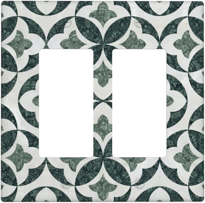 Bvtewkhz Green Luxury Modern Cubic Marble 2 Gang Double Rocker Decorative Light Switch Covers Electrical Faceplate Switch Plates for Bathroom Kitchen Home