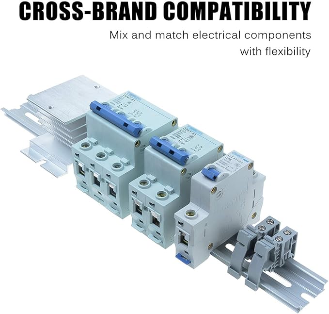 2 Piece VAMRONE Aluminum DIN Rails, 12 Inch Long, 35mm Wide, 7.5mm High, Top Hat Slotted DIN Rail with RoHS, Extra Premium Screws Included for Hardware Components Mounting