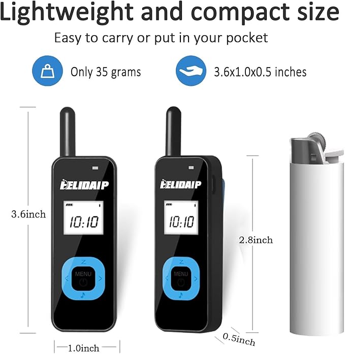 ELIDAIP T-M1 Super Mini Walkie Talkies with Headsets Portable Two Way Radio for Adults, Long Range Walkie Talkie for Hotel, Outdoor Sport, Restaurants, Hospital,Supermarket,Hiking,Camping, 3 Pack
