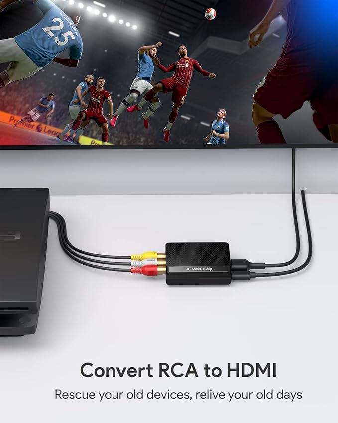 WENTER RCA to HDMI Converter, 1080P AV to HDMI Converter, Mini Composite CVBS Audio Video Adapter Supports PAL/NTSC for VCR/VHS/Xbox/PS3/STB/N64/Wii/TV/PC/Blue-Ray DVD Players