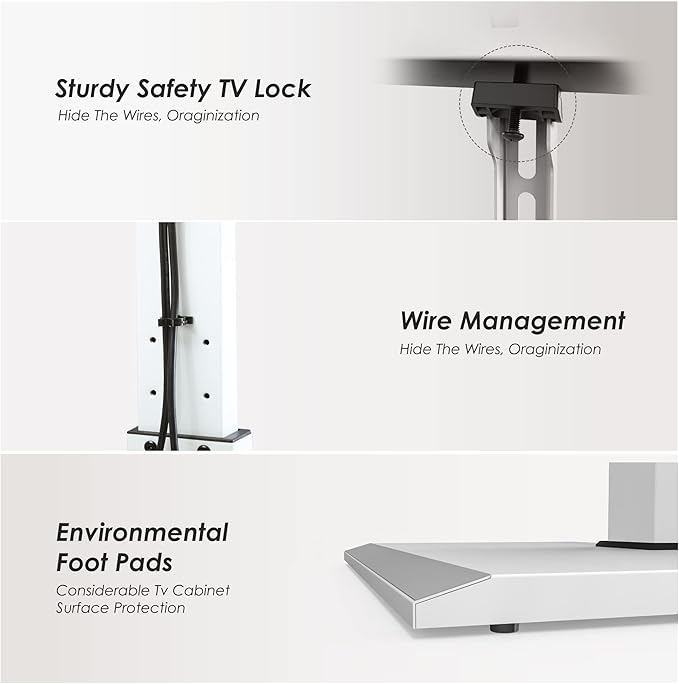 FITUEYES Floor TV Stand with Mount for 32-55 65 Inch TV, Height Adjustable TV Floor Stand with Metal Shelf up to 88lbs, Swivel Tall TV Stand with Study Iron Base for Living Room, Bedroom