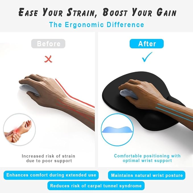 ErgoComfort Gel Wrist Rest Mouse Pad-Ergonomic Office Mousepad with Wrist Support-Non-Slip, Design Desk Accessories Mat for Home&Game Decor (08Sunset Fade)
