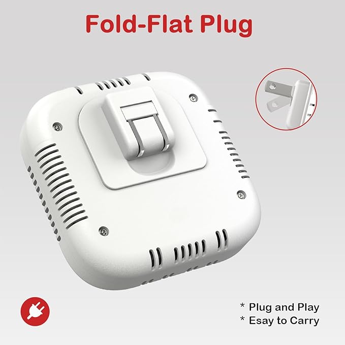 4-in-1 Carbon Monoxide & Natural Gas Leak Detector, Foldable Plug-in CO/Gas Alarm with Temperature & Humidity Display for Home, Apartment, RV