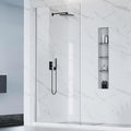 Bathbliss 36" W x 76" H Frameless Shower Glass Panel, 8mm Clear Tempered Glass, Fixed Walk-In Shower Screen, Brushed Nickel Finish, Reversible Installation