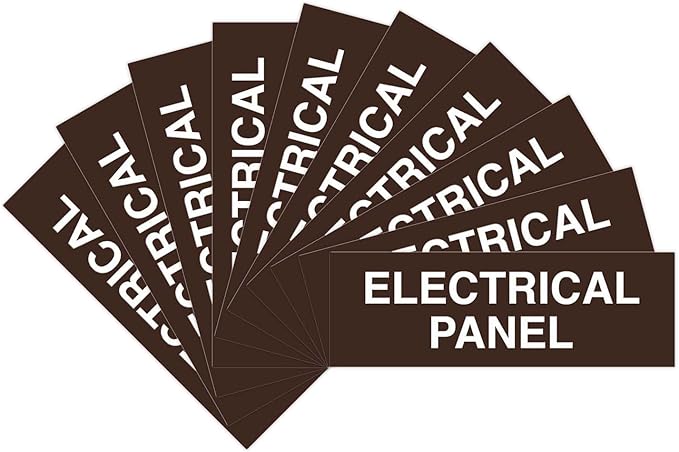 All Quality Basic Electrical Panel Sign - Fire Regulation Safety Compliance Sign - Dark Brown - Large (10 Pack)