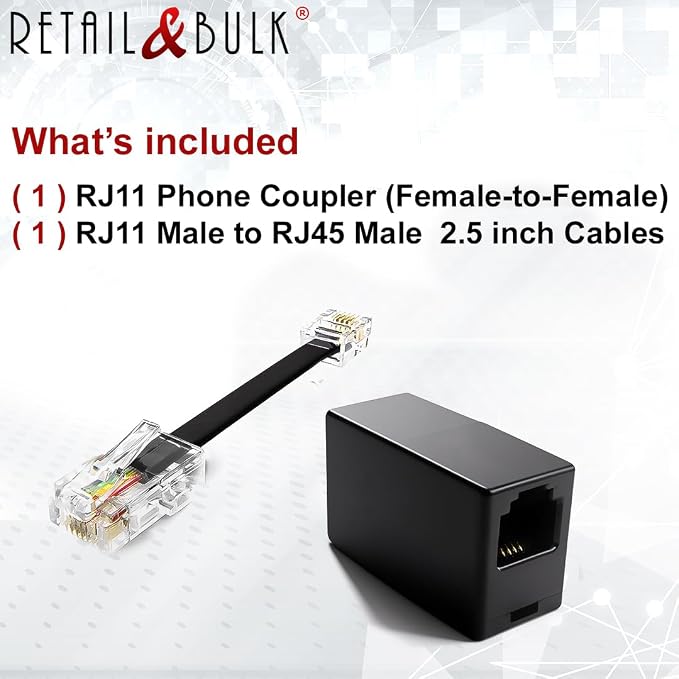 1-Pack RJ11 to RJ45 Adapter Phone Line to Ethernet – RJ11 Female to RJ45 Male - Image 4