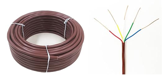 Eastwire 18/5 25ft Thermostat Wire- Brown - Solid Copper 18 Gauge, 5 Conductors - CL2 (ETL Listed) - Residential, Commercial and Industrial Rated (18/5, 25ft)