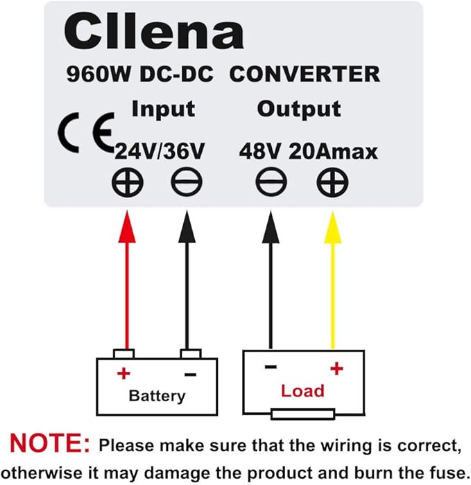 Cllena Waterproof DC/DC 24V 36V to 48V Boost Converter 20A 960W Step Up Voltage Regulator Module Car Power Supply Voltage Transformer (Input 20V-42V)