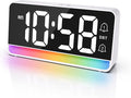 Alarm Clocks for Bedrooms, Digital Bedside Clock with RGB Night Light, Adjustable Volume for Heavy Sleepers, USB Charger, Large Display, Modern Decor for Desk, Dimmable Alarm Clock for Kids(White)