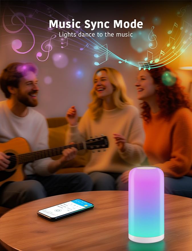 DAYBETTER BGRIC Smart Bedside Lamps, Touch Lamps for Nightstand, Compatible with Alexa and Google Home, LED Lamp with 70+ Scene Mode, Color Changing Lamp for Bedroom Living Room(2.4GHz WiFi Only)