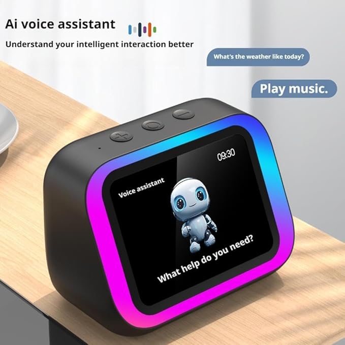 Felvoro Smart Alarm Clock with Wireless Bluetooth 5.4 Speaker & Dynamic RGB Light,Hi-fi Stereo Sound,Hd Large Screen Display (Black)